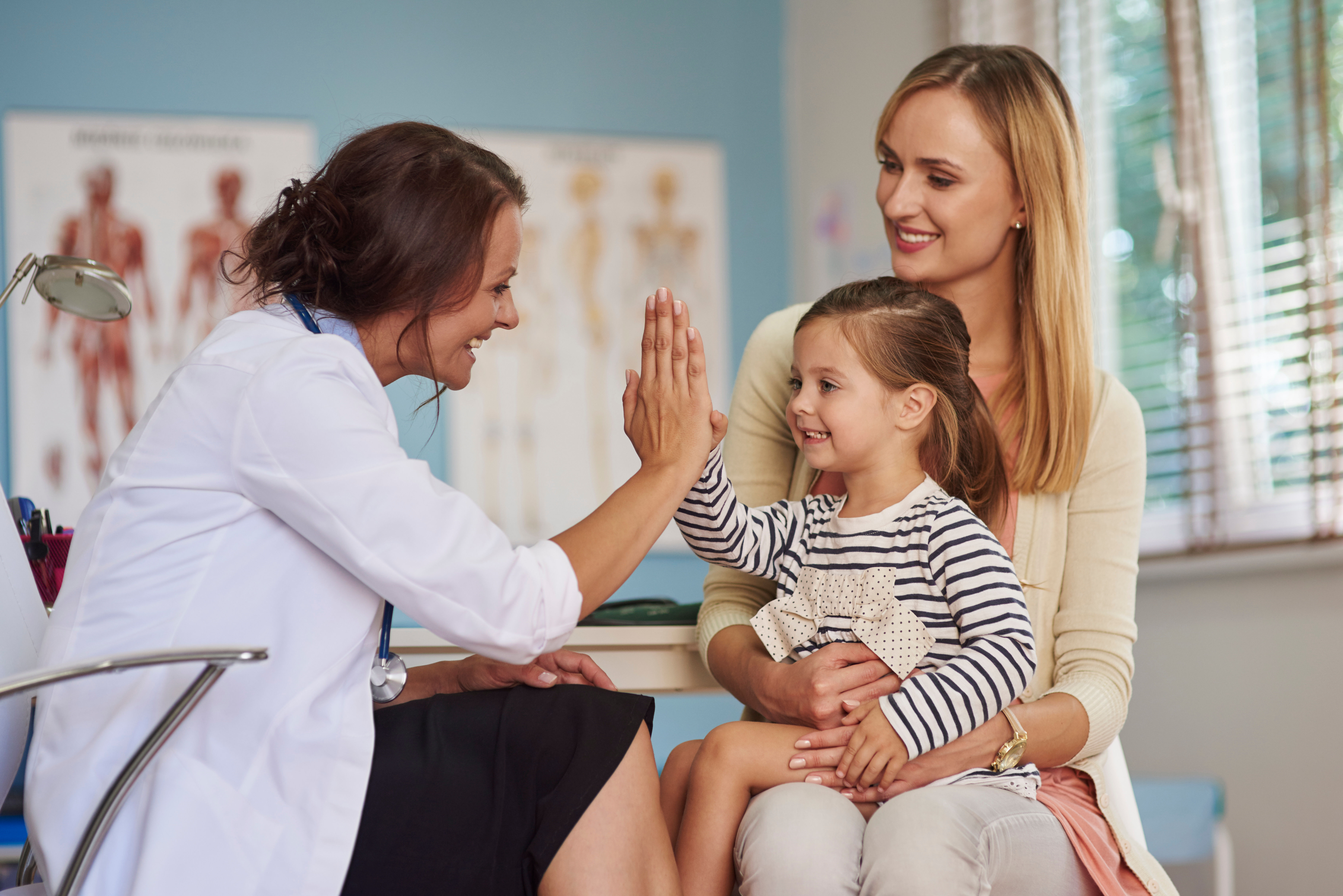 Mother and daughter at the doctor appointment