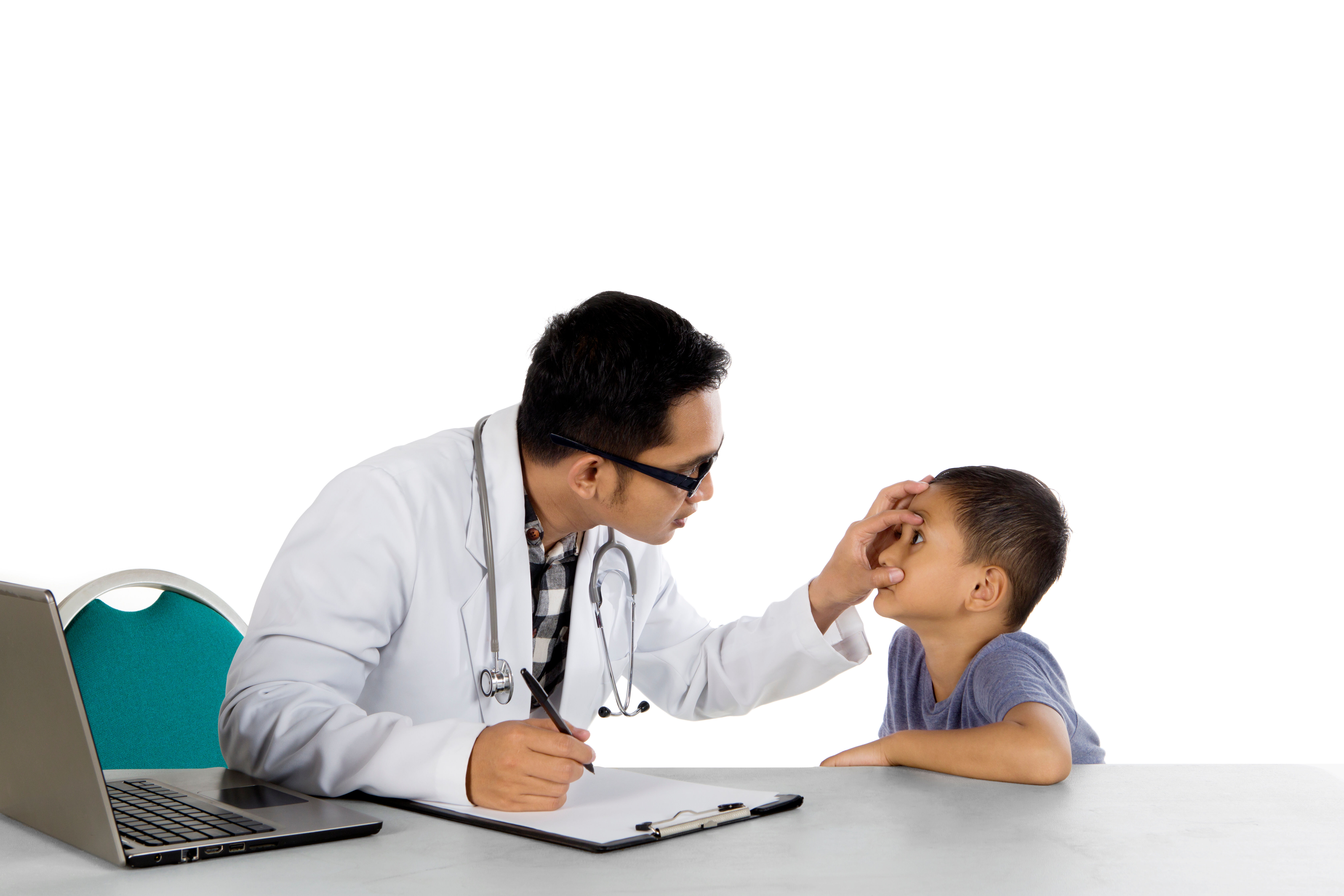Examination of conjunctivitis in a child